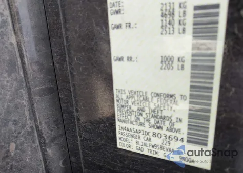 2013 Nissan Maxima 3.5 Sv из США, поврежденный, VIN 1N4AA5AP1DC803694